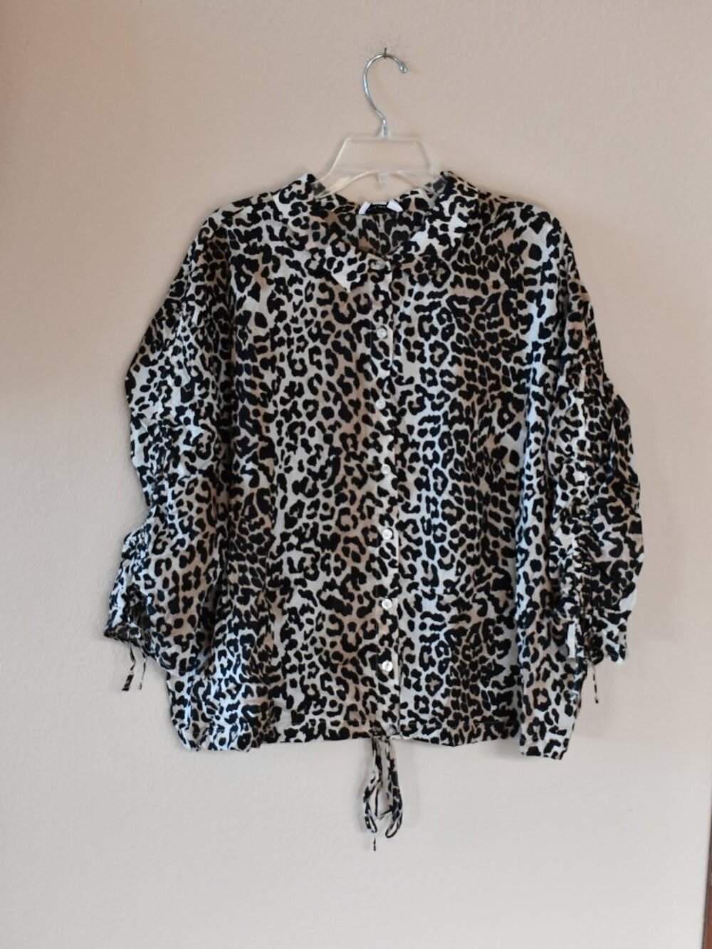 Marc New York Plus Animal Print Button Front 3/4 Sleeve Top Blouse Size 2X